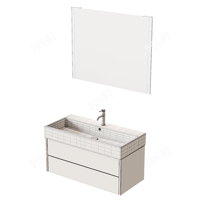 Modern Wood Vanity Set With Integrated Lighting 3D model image 5