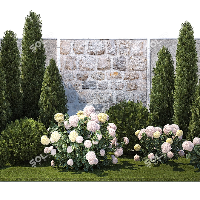 Hydrangea & Cypress Landscape Collection 3D model image 3