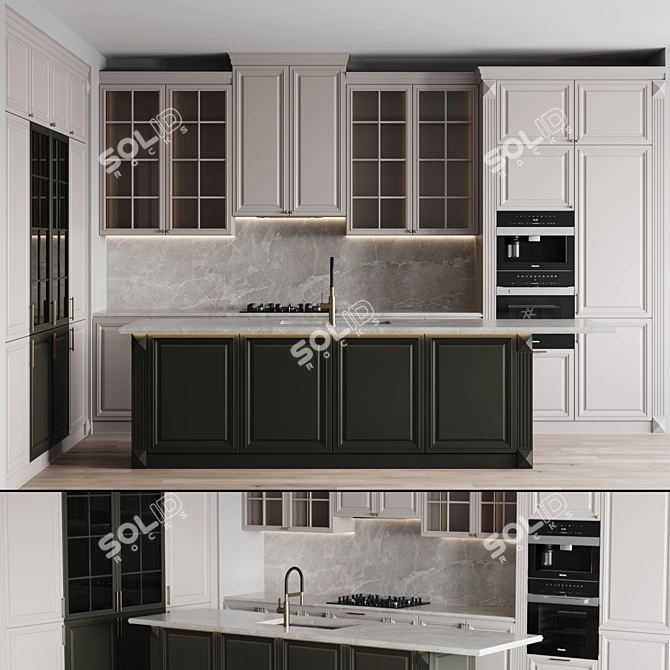 Customizable Kitchen Classic-002 Model 3D model image 1