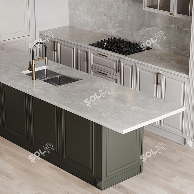 Customizable Kitchen Classic-002 Model 3D model image 6
