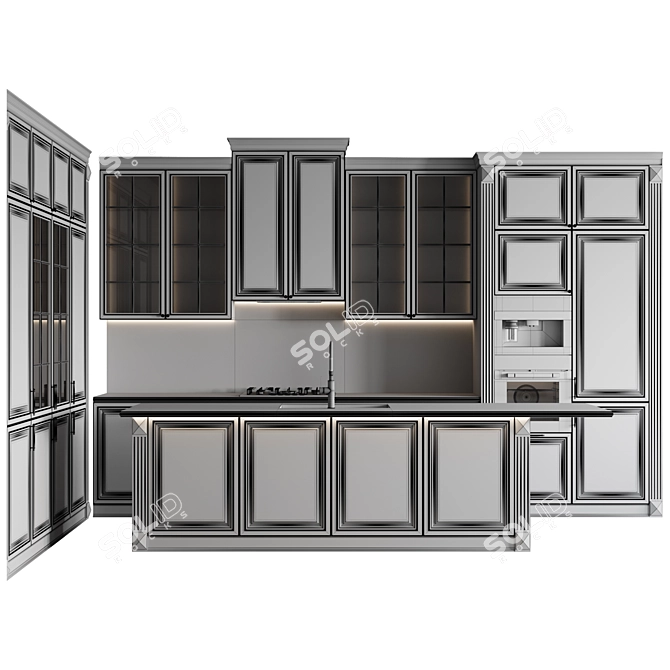 Customizable Kitchen Classic-002 Model 3D model image 7