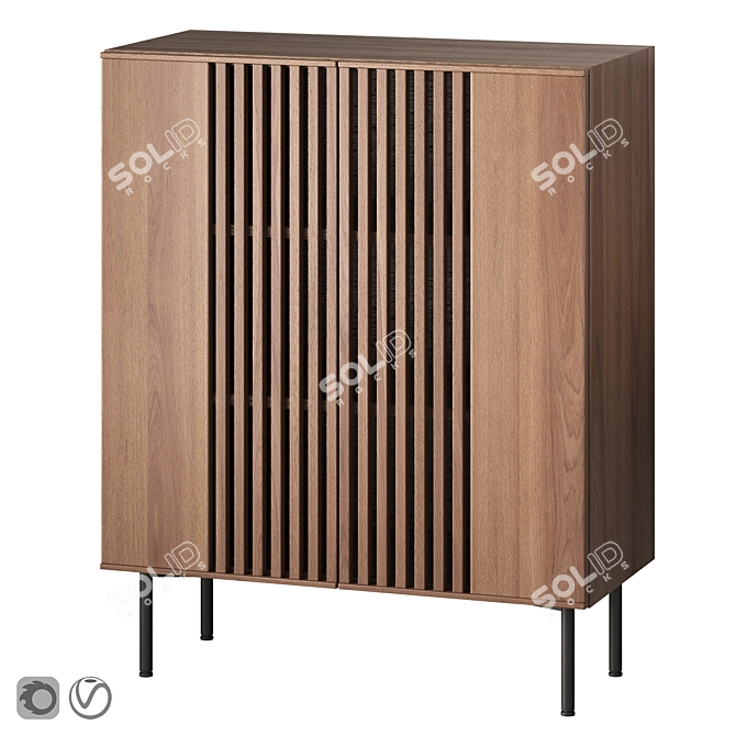 Modern Wood Side Cabinet 3D model image 1