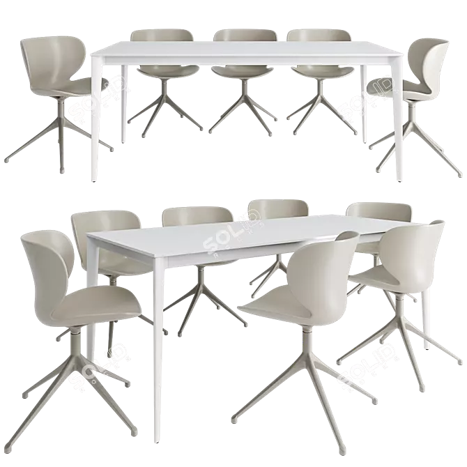 Elegant Torino Table & Hamilton Chair 3D model image 1