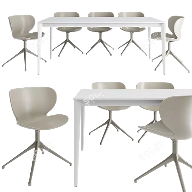 Elegant Torino Table & Hamilton Chair 3D model image 2