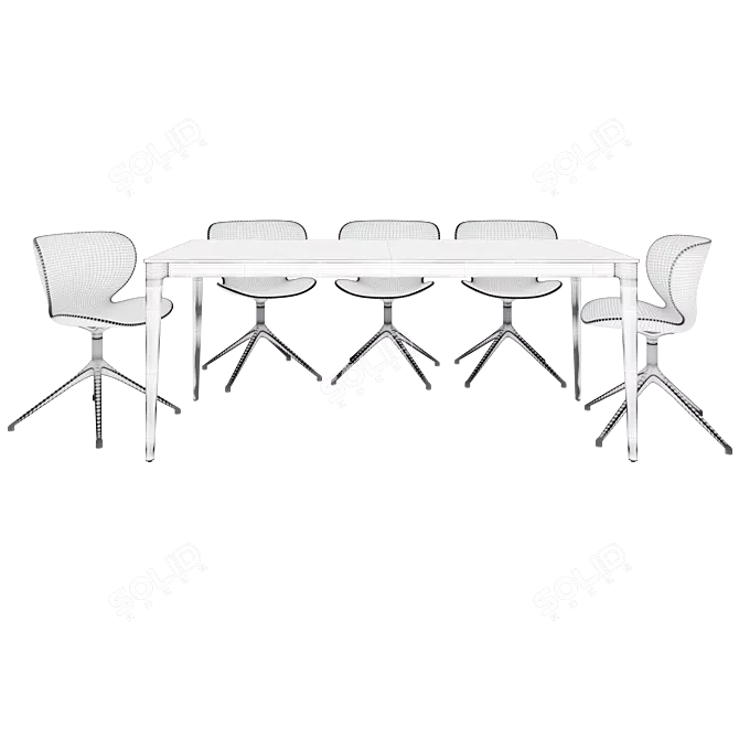 Elegant Torino Table & Hamilton Chair 3D model image 3