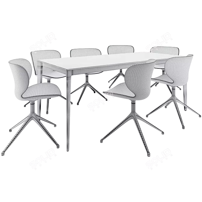 Elegant Torino Table & Hamilton Chair 3D model image 4