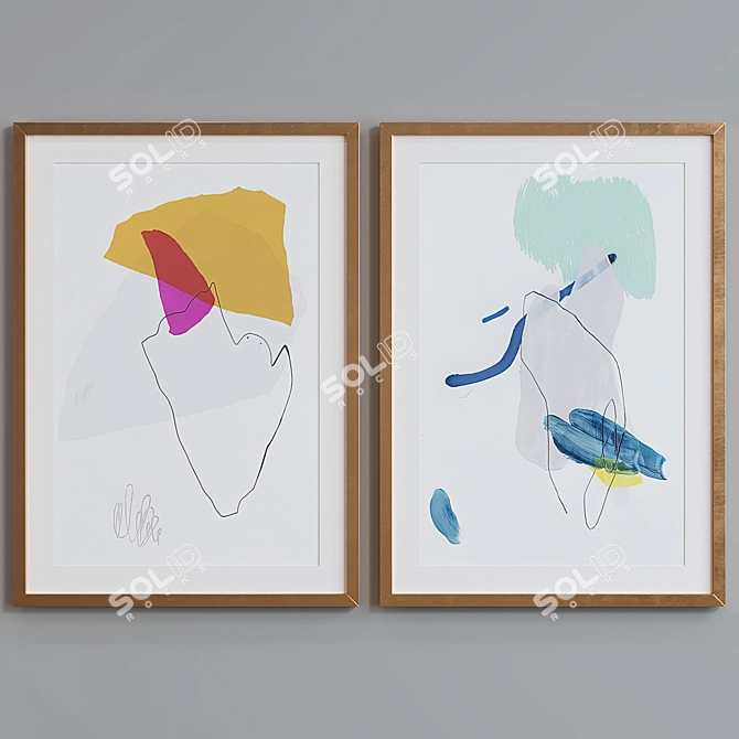 Modern Abstract Picture Frame Set 3D model image 3