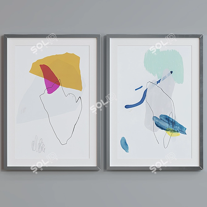 Modern Abstract Picture Frame Set 3D model image 4