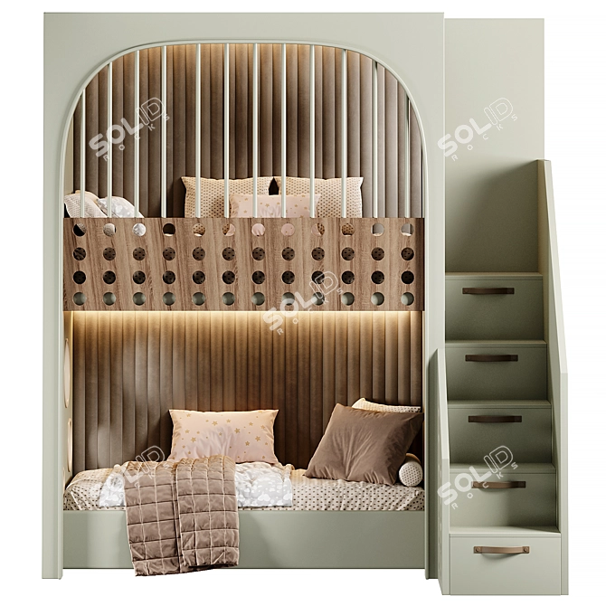 Modern Kids Bedroom Furniture Set 3D model image 5