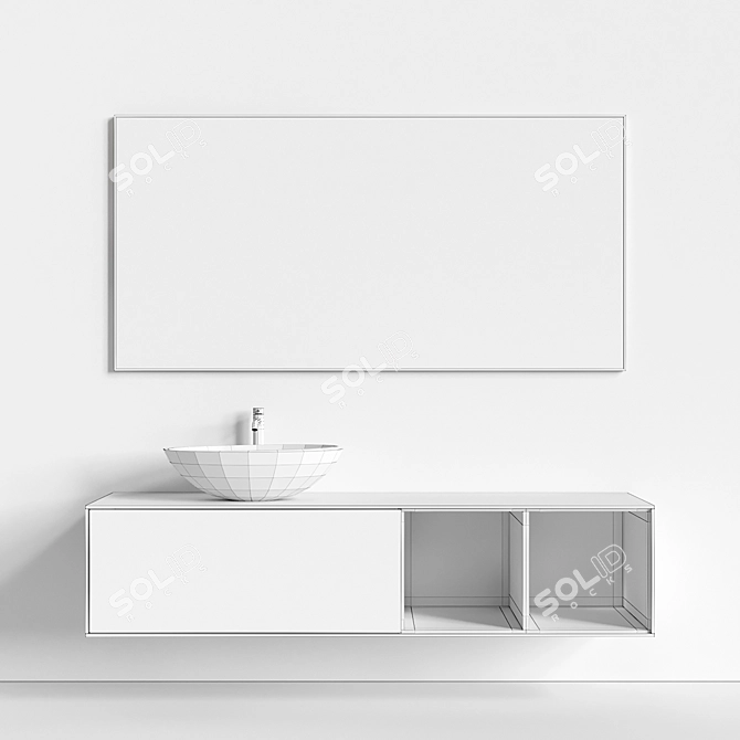 Designer Floating Vanity: Line Series 3D model image 3