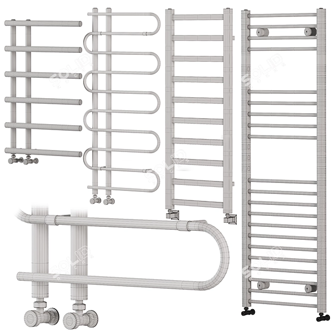 Designer Towel Radiator Set - High Quality 3D model image 3