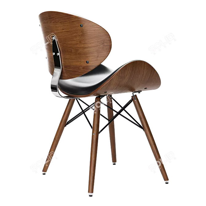 Modern Vegan Leather Side Chair 3D model image 2