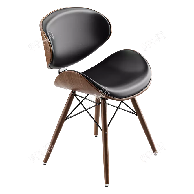 Modern Vegan Leather Side Chair 3D model image 4