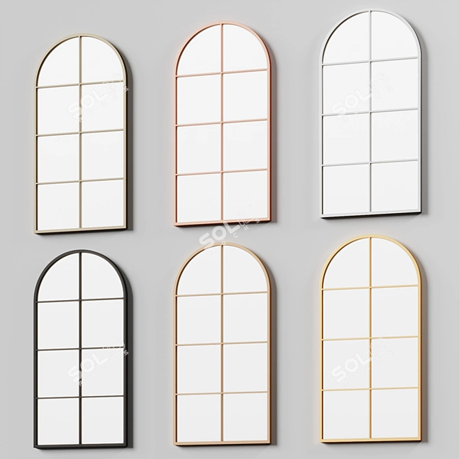 Arched Mirror with Industrial Details 3D model image 4