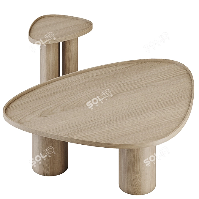 Brasero Oak Coffee Tables 3D model image 2