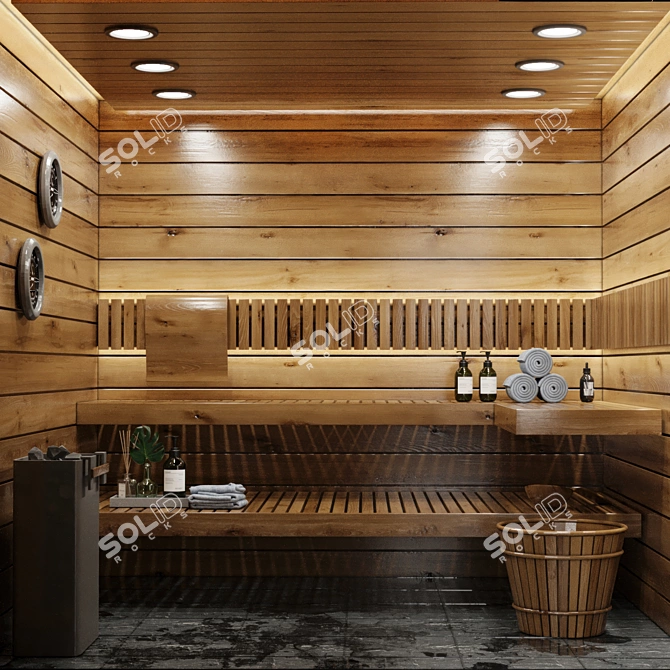 Luxury Sauna Interior 3D Model 3D model image 1