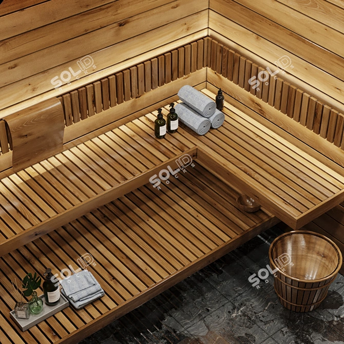 Luxury Sauna Interior 3D Model 3D model image 2