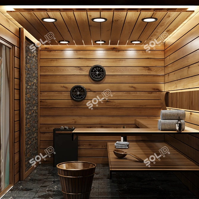 Luxury Sauna Interior 3D Model 3D model image 4