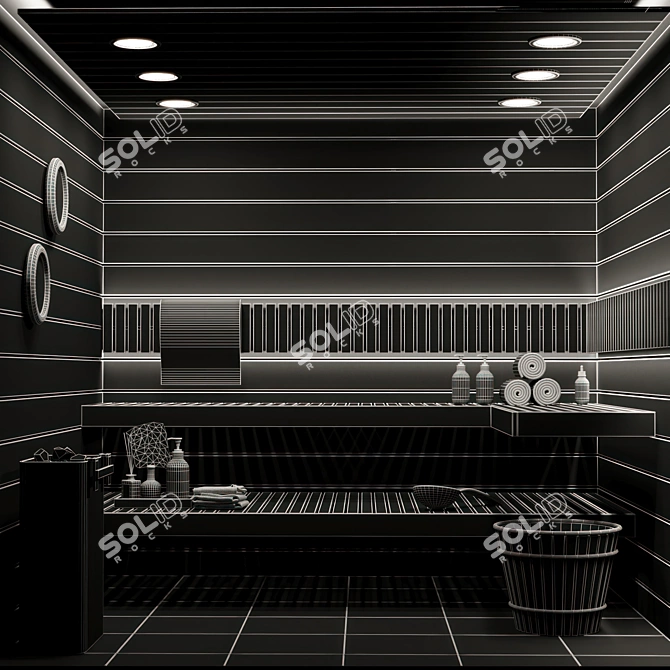 Luxury Sauna Interior 3D Model 3D model image 5