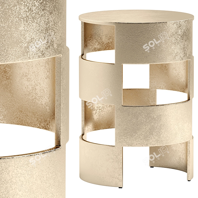 Elegant Round Metal Side Table 3D model image 1