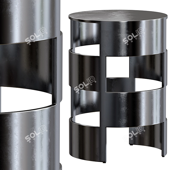 Elegant Round Metal Side Table 3D model image 2