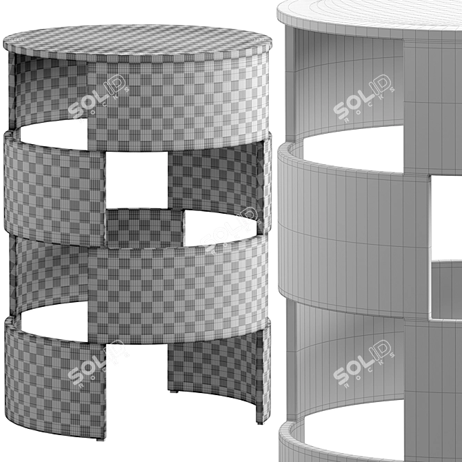 Elegant Round Metal Side Table 3D model image 3