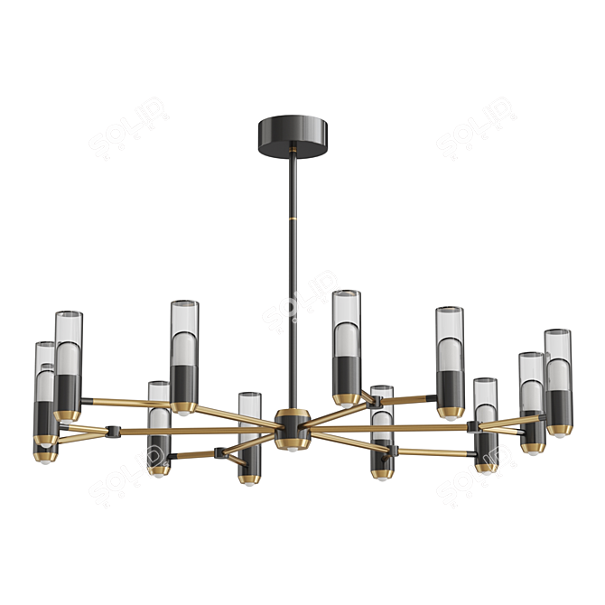 Modern Cylinder LED Chandelier Fixture 3D model image 1