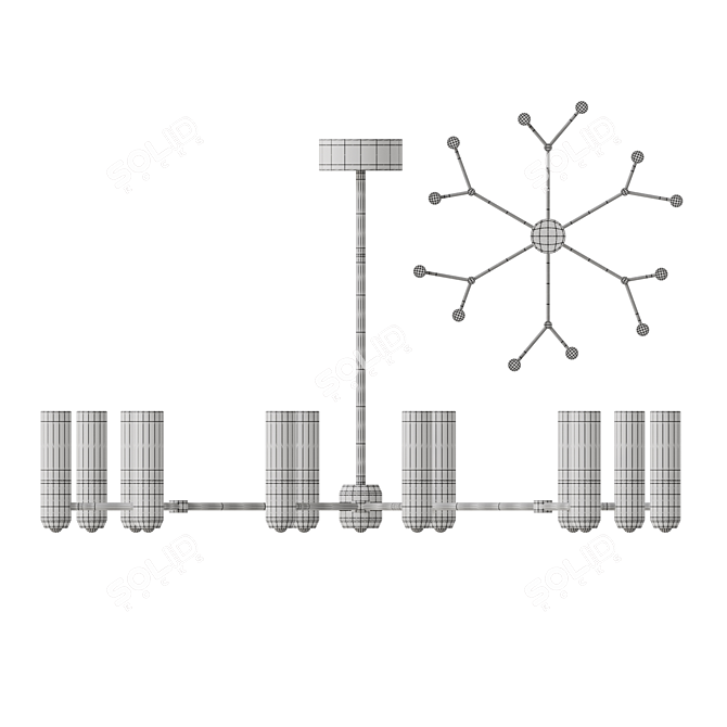 Modern Cylinder LED Chandelier Fixture 3D model image 5