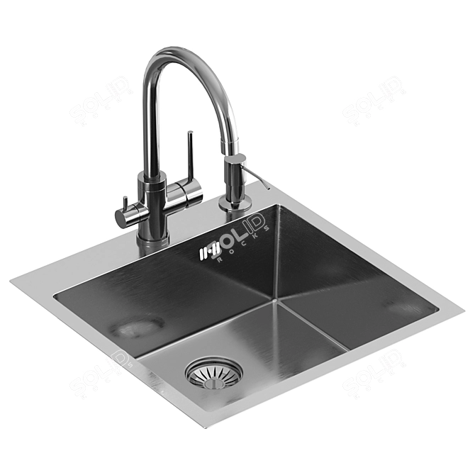 Kitchen Sink Set & Faucets 3D model image 2