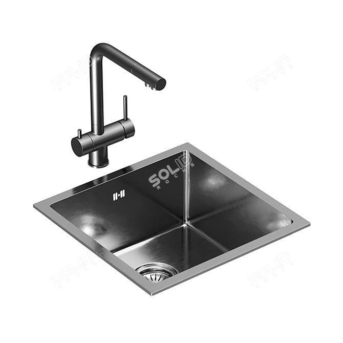 Kitchen Sink Set & Faucets 3D model image 5