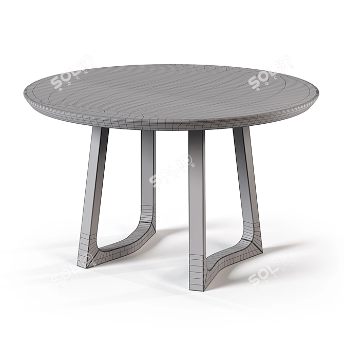 Silas Solid Wood Round Dining Table 3D model image 3