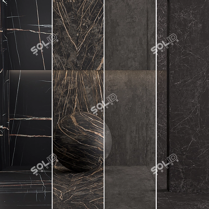 Black Laminam Collection: Cemento Noir 3D model image 1