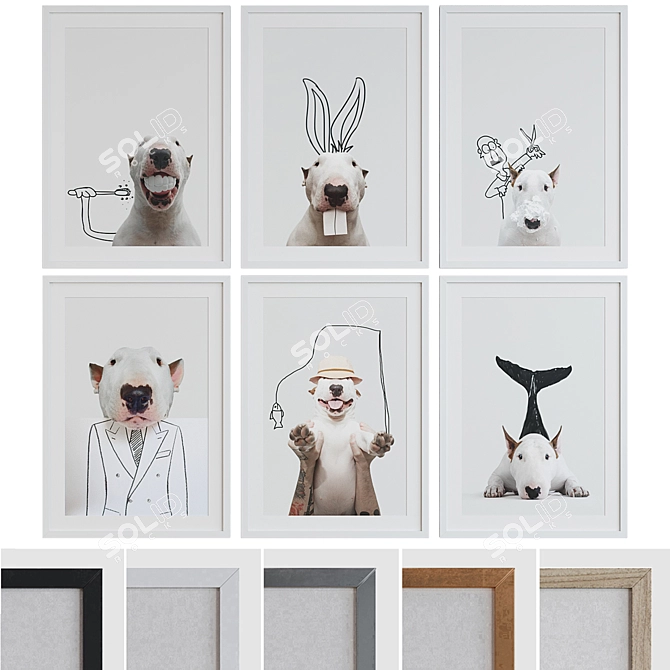 Modern Dog Portrait Picture Frame Set 3D model image 1