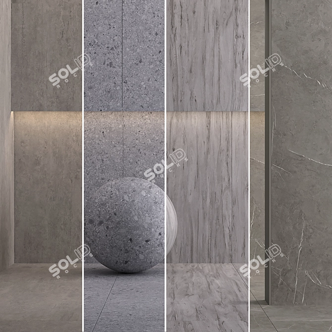 Laminam Collection of 17 Gray Textures 3D model image 1