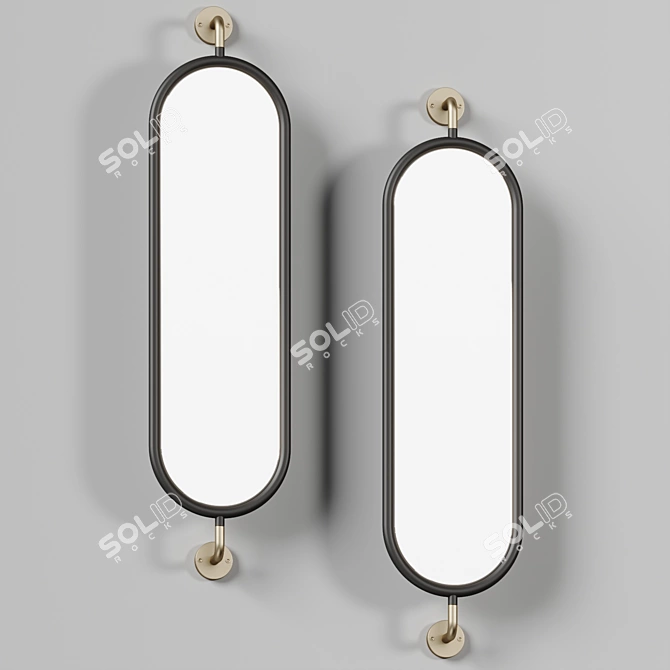 Pivoting Metal Wall Mirror 3D model image 3