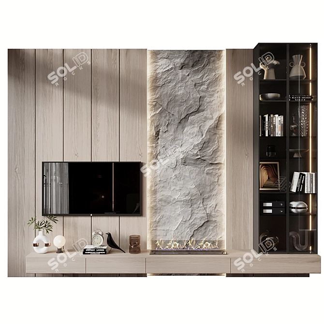 Modern TV Wall Decor Shelf 3D model image 1