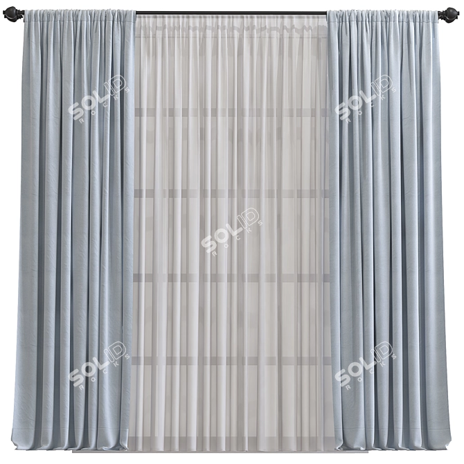 Origami Draped Curtain Design 3D model image 1