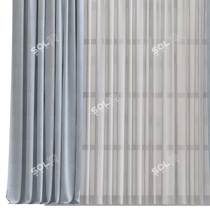 Origami Draped Curtain Design 3D model image 2