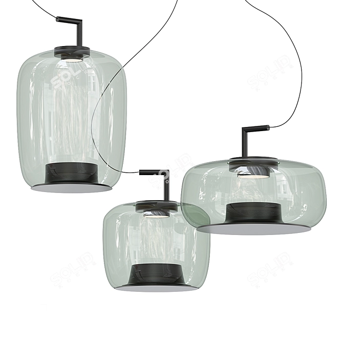 Elegant Glass Double Pendant Light 3D model image 1