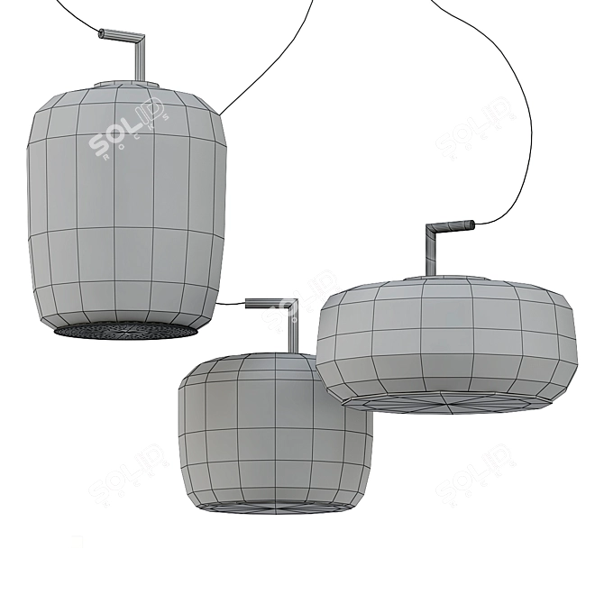 Elegant Glass Double Pendant Light 3D model image 2