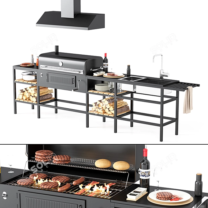 BBQ Grill 3D Model Kit 3D model image 5