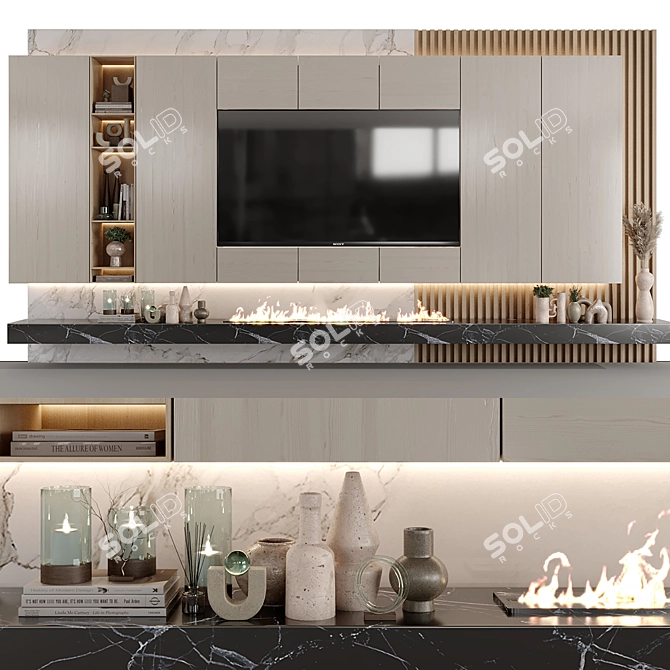 Premium TV Wall 03 Design 3D model image 1