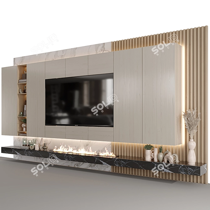 Premium TV Wall 03 Design 3D model image 2