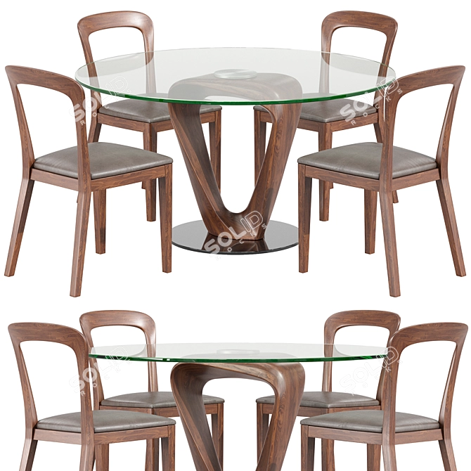 Mobius Round Glass Table 3D model image 1