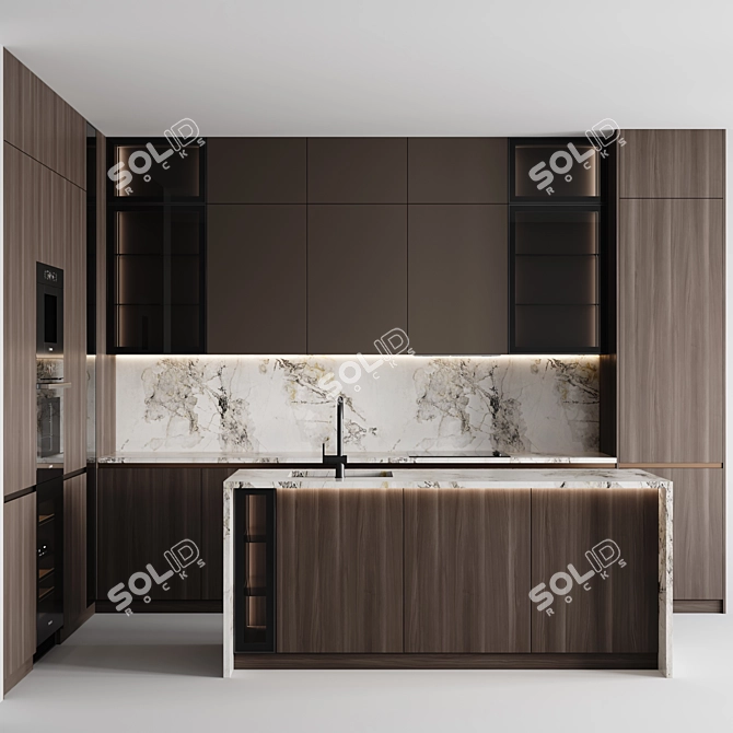 Adjustable Modern Kitchen Model 3D model image 1