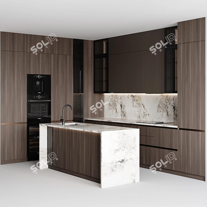 Adjustable Modern Kitchen Model 3D model image 2