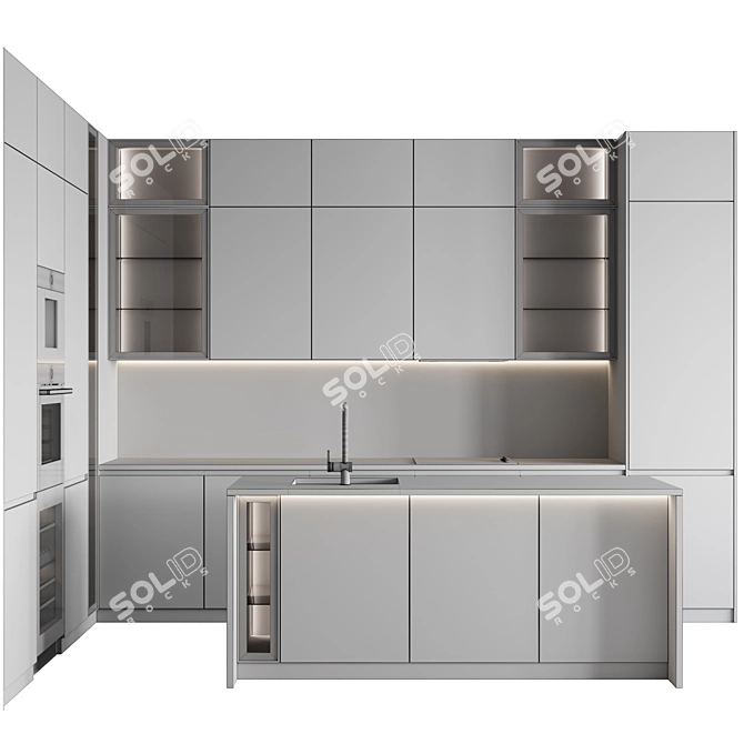 Adjustable Modern Kitchen Model 3D model image 7