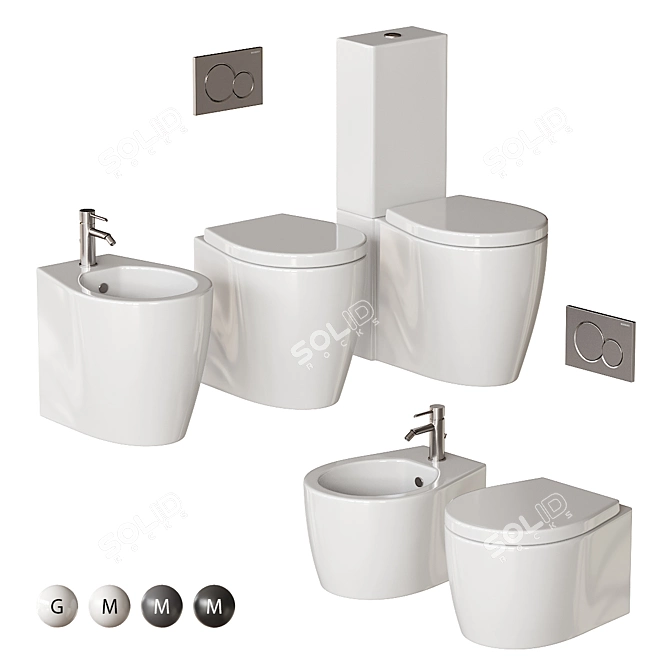 SmartB Ceramic Bathroom Collection 3D model image 1