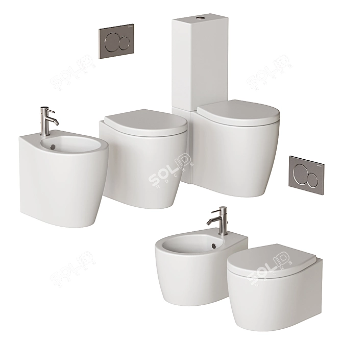 SmartB Ceramic Bathroom Collection 3D model image 2