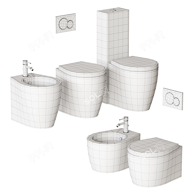 SmartB Ceramic Bathroom Collection 3D model image 5